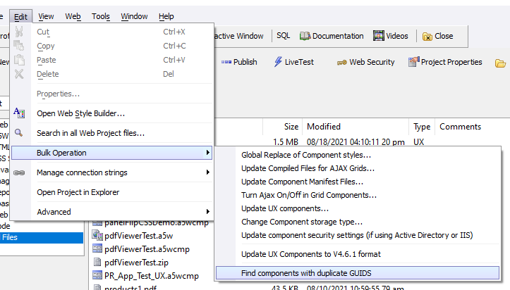 Locating the Find components with duplicate GUIDs tool